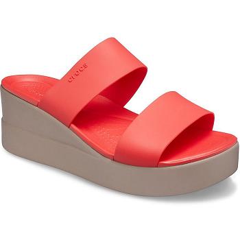 Crocs Brooklyn Mid Wedge Cervene - Damske Šlapky Na Platforme